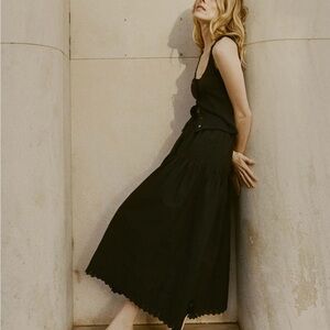 Doen Black Tiered Maxi Skirt